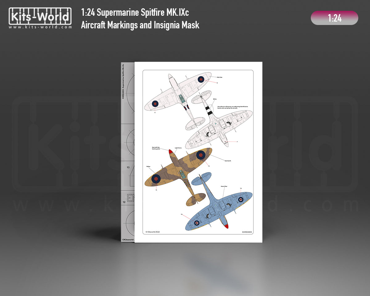 Kits-World KWM124003 Spitfire Mk.IXc No. 16 Sqn Stencil Masks 1:24