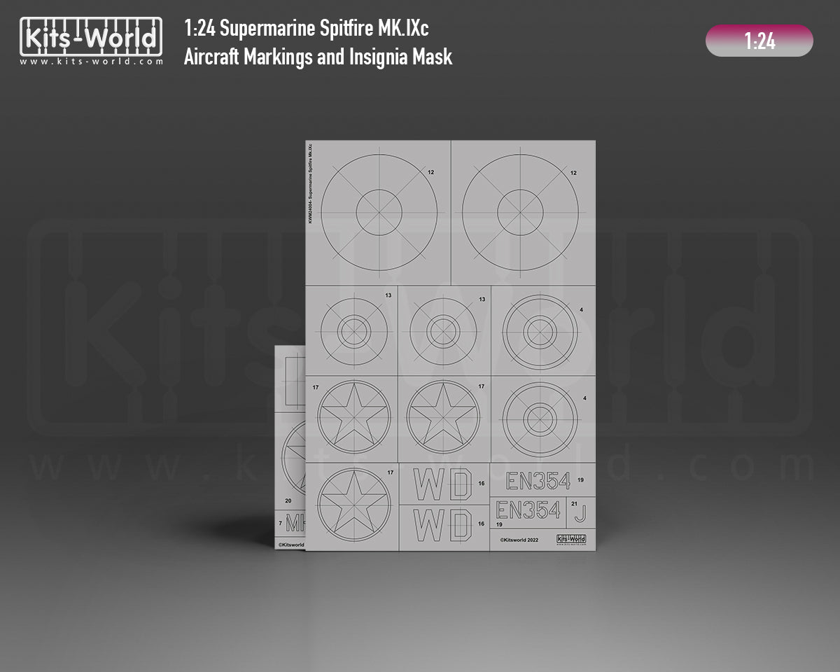 Kits-World KWM124004 Spitfire Mk.IXc MH358 YT-JAS Masks 1:24
