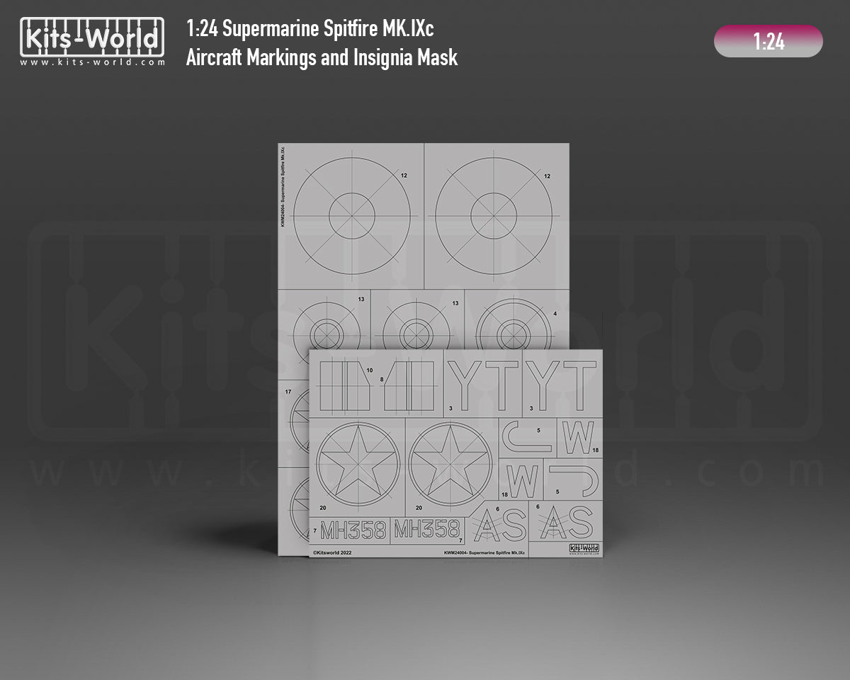 Kits-World KWM124004 Spitfire Mk.IXc MH358 YT-JAS Masks 1:24