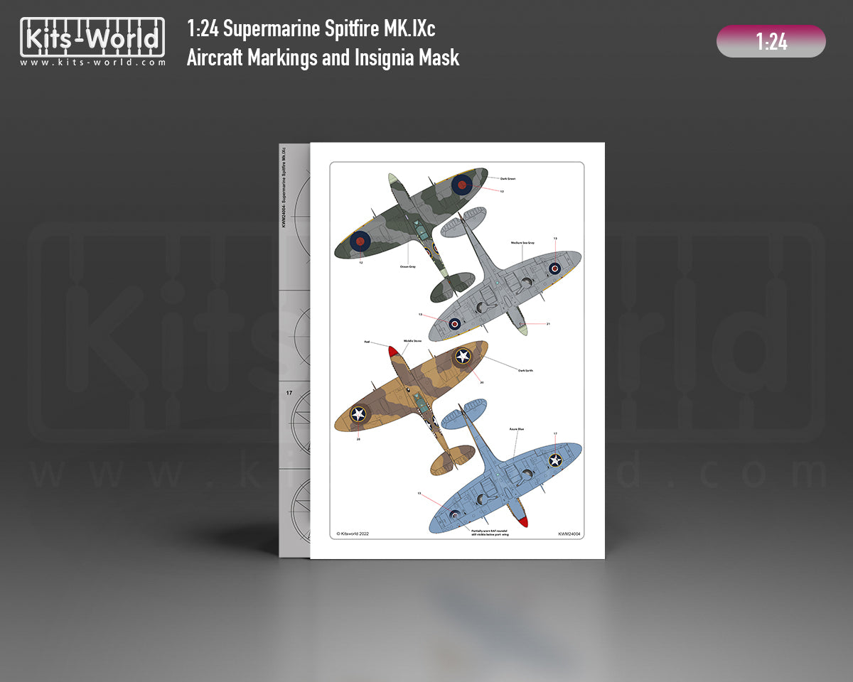 Kits-World KWM124004 Spitfire Mk.IXc MH358 YT-JAS Masks 1:24