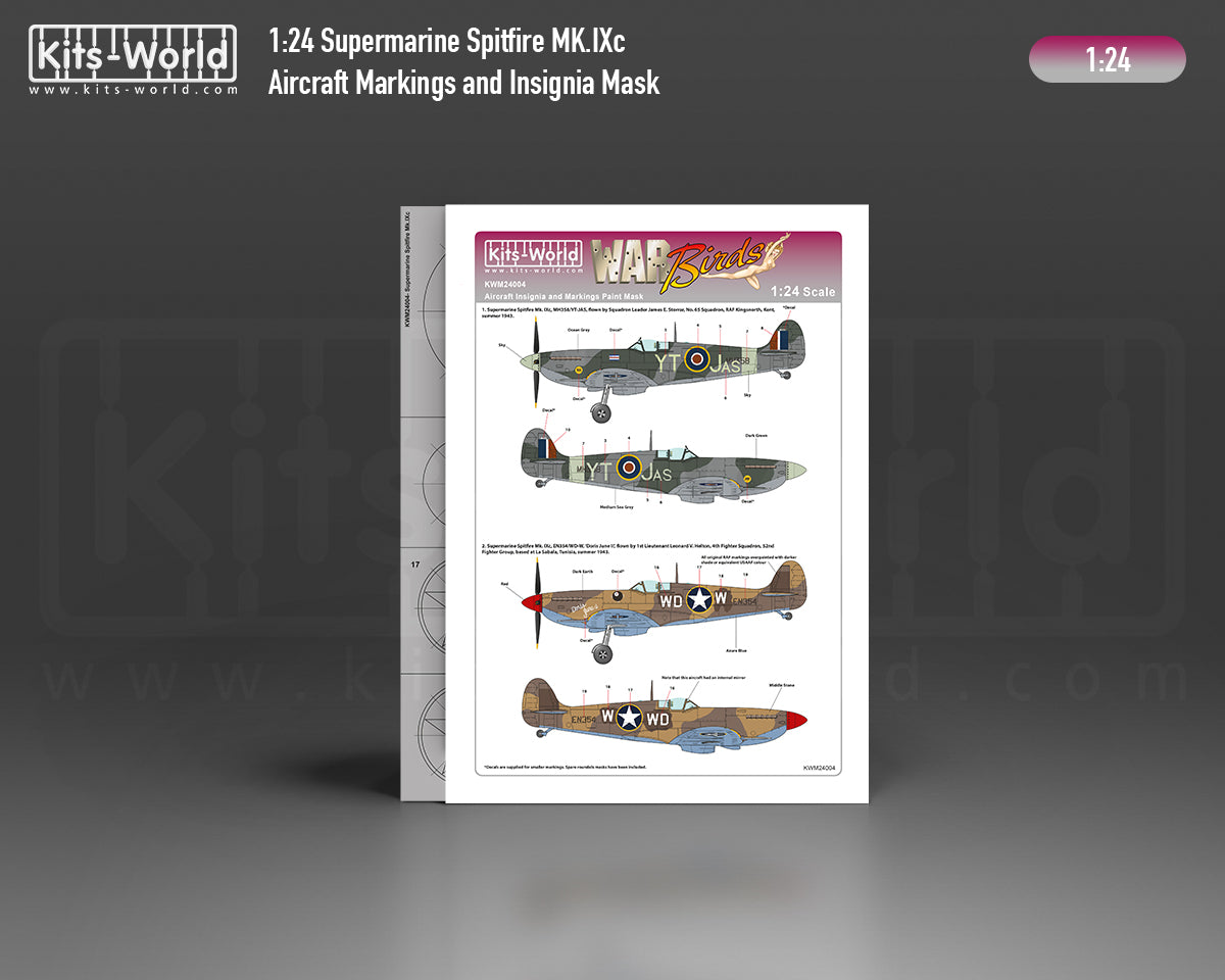 Kits-World KWM124004 Spitfire Mk.IXc MH358 YT-JAS Masks 1:24