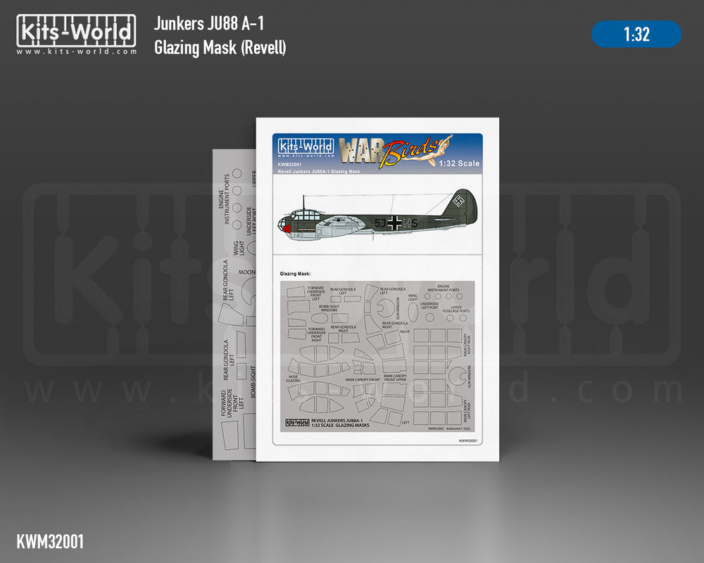 Kits-World KWM321001 1:32 Junkers Ju-88A-1 canopy frame paint mask