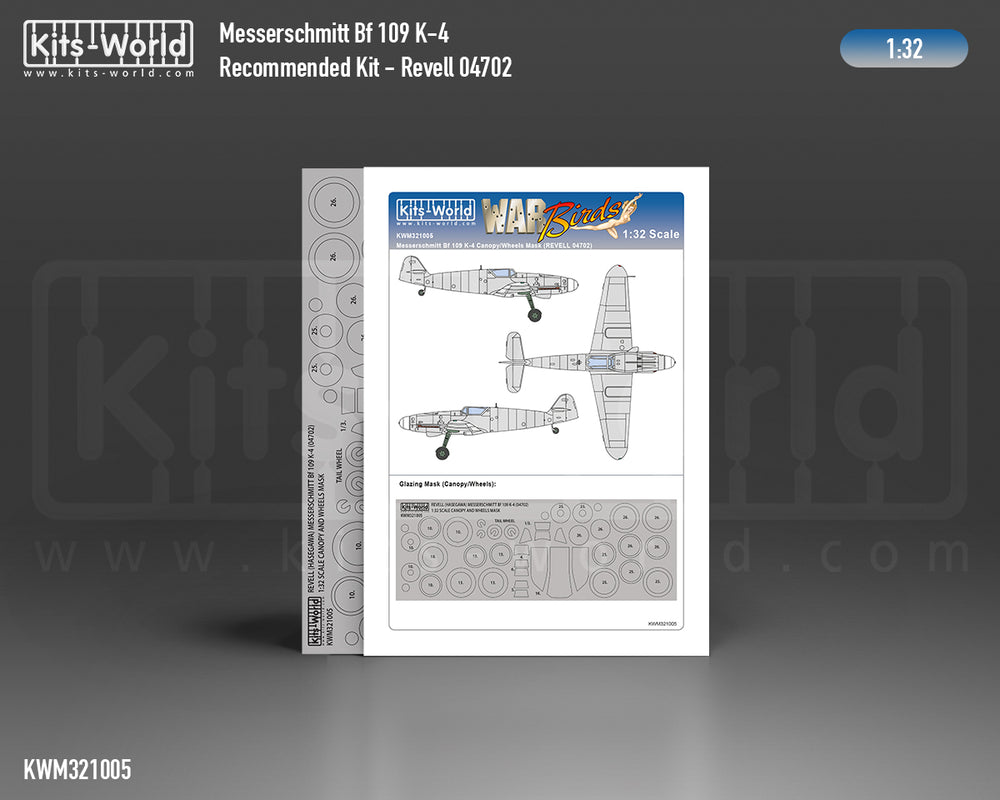 Kits-World KWM321005 1:32 Messerschmitt Bf-109K-4 wheels & canopy mask