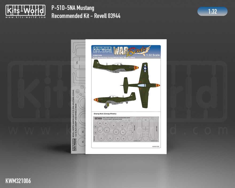 Kits-World KWM321006 P-51D-5NA Mustang Wheel/Canopy Masks 1:32
