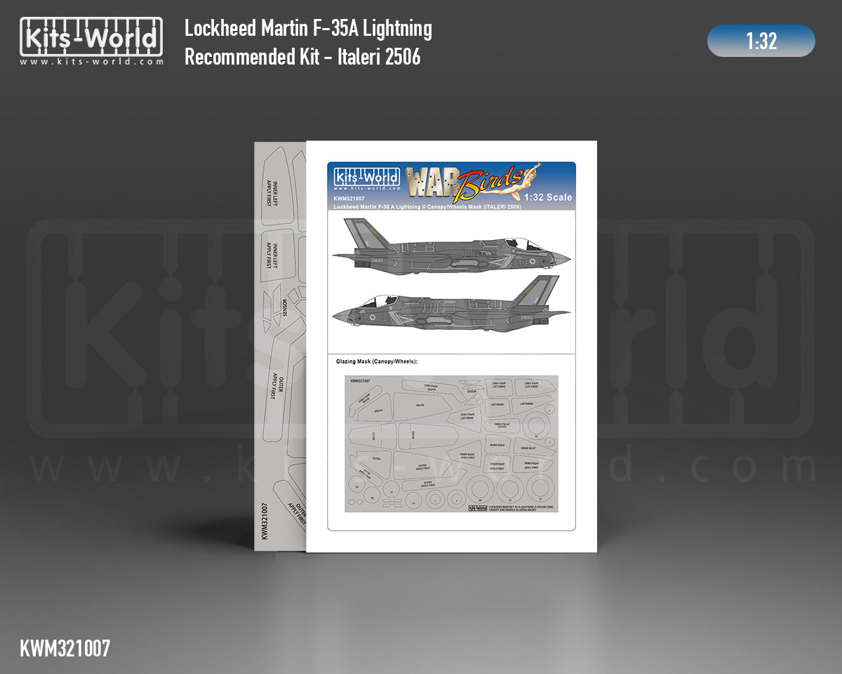 Kits-World KWM321007 F-35A Lightning II Wheel/Canopy Masks 1:32