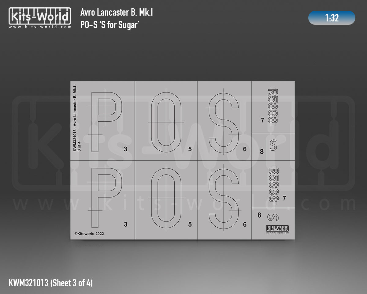 Kits-World KWM321013 Avro Lancaster S for Sugar Stencil/Decal 1:32