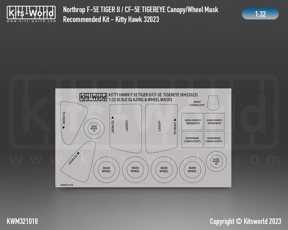 Kits-World KWM321018 Northrop F-5E Tiger II Wheel/Canopy Masks 1:32