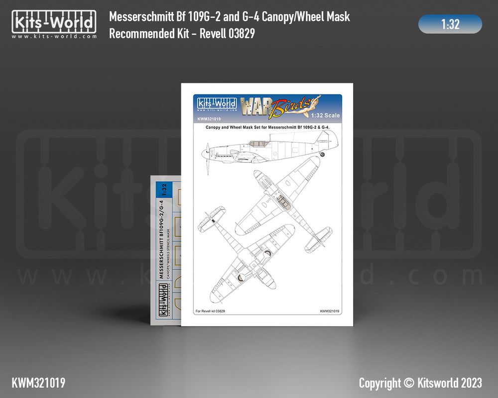 Kits-World KWM321019 Bf-109G-2/G-4 Wheel/Canopy Paint Masks 1:32