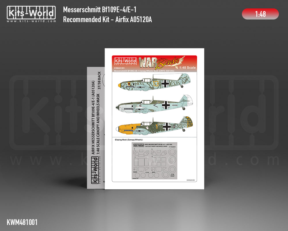 Kits-World KWM481001 Bf-109E Wheel/Canopy Paint Masks 1:48