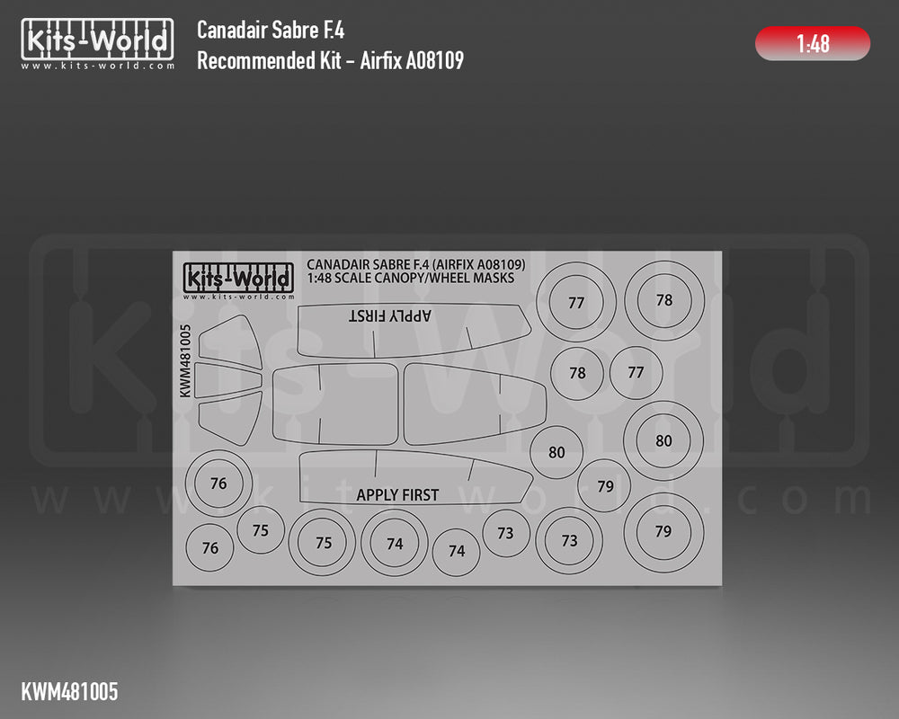 Kits-World KWM481005 F-86F-40 Sabre Wheel/Canopy Paint Masks 1:48
