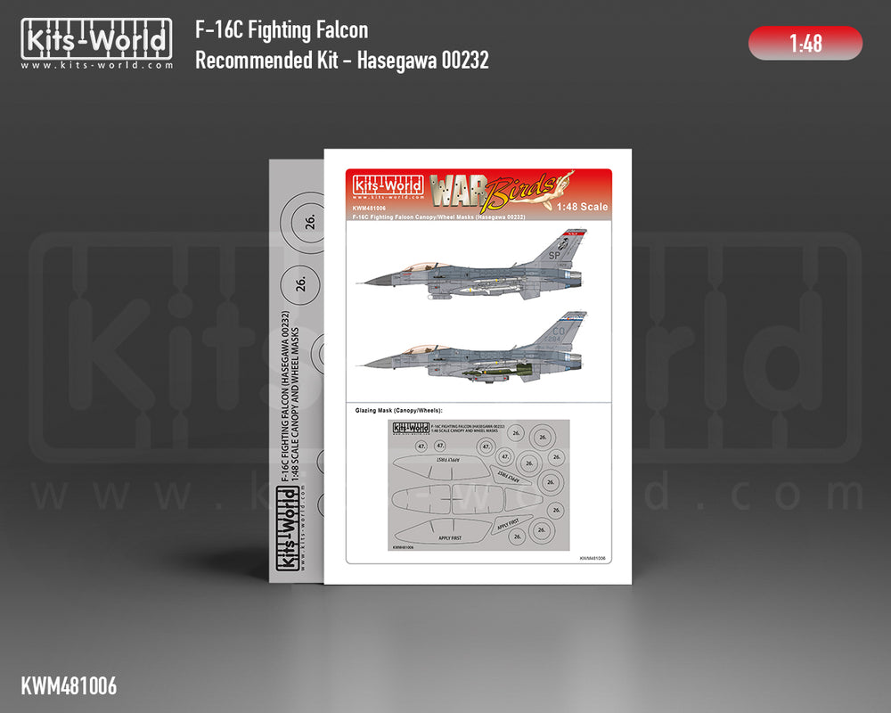 Kits-World KWM481006 F-16C Fighting Falcon Wheel/Canopy Masks 1:48