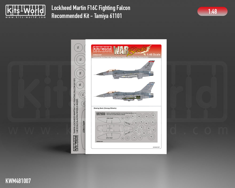 Kits-World KWM481007 F-16C Fighting Falcon Wheel/Canopy Masks 1:48
