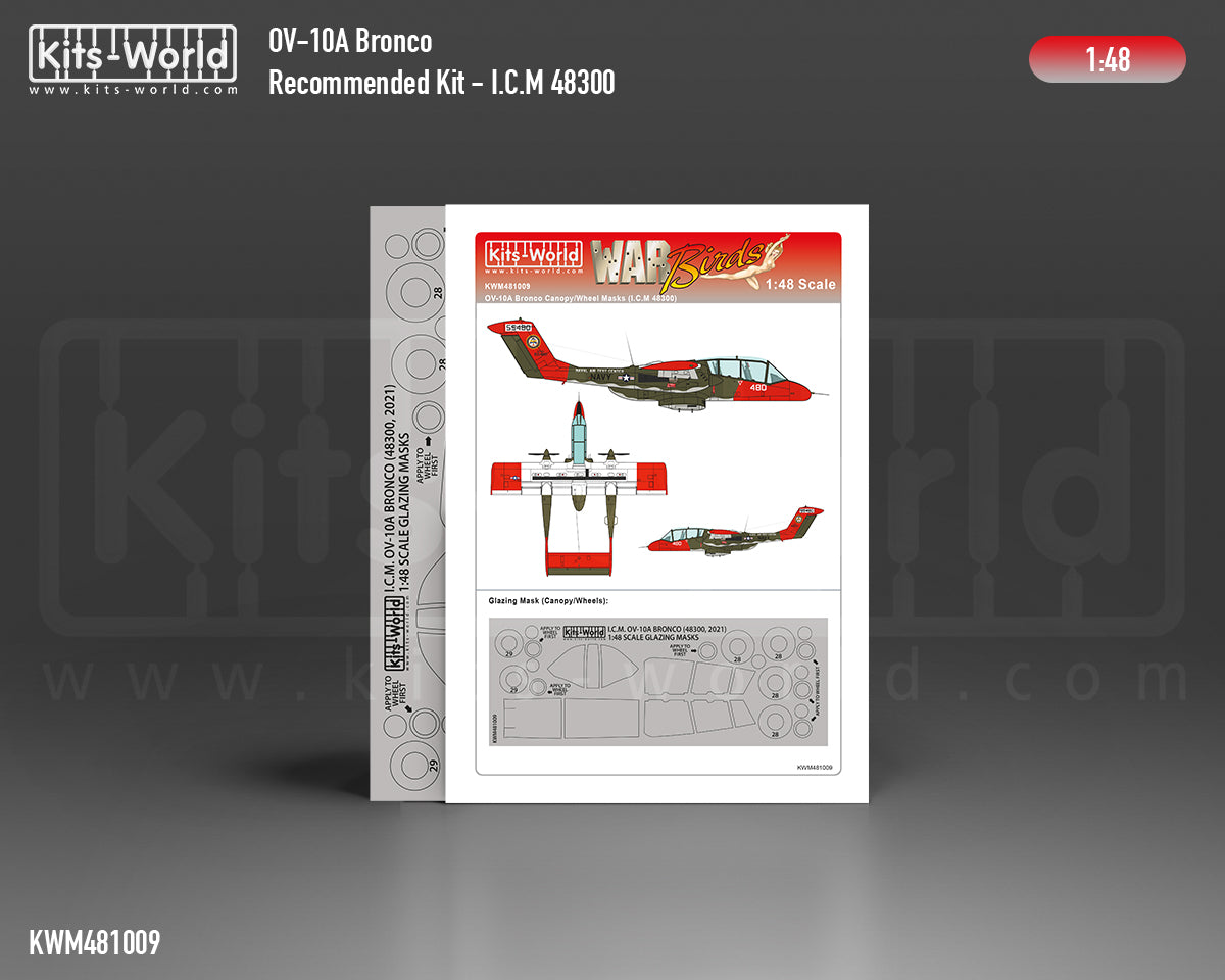 Kits-World KWM481009 OV-10A Bronco Wheel/Canopy Paint Masks 1:48