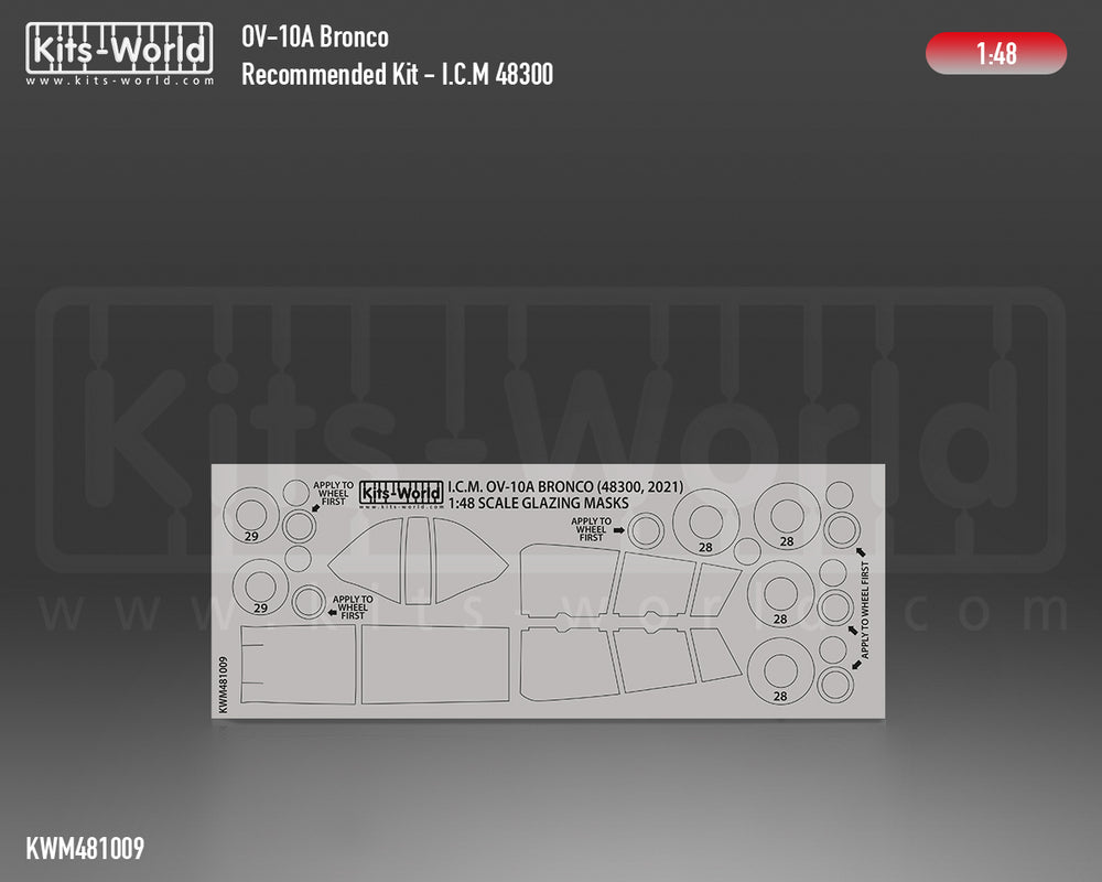 Kits-World KWM481009 OV-10A Bronco Wheel/Canopy Paint Masks 1:48