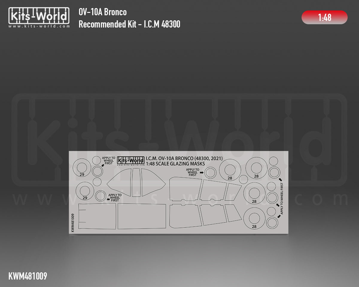 Kits-World KWM481009 OV-10A Bronco Wheel/Canopy Paint Masks 1:48