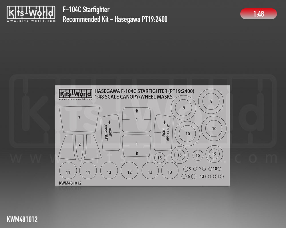 Kits-World KWM481012 F-104C Starfighter Wheel/Canopy Masks 1:48