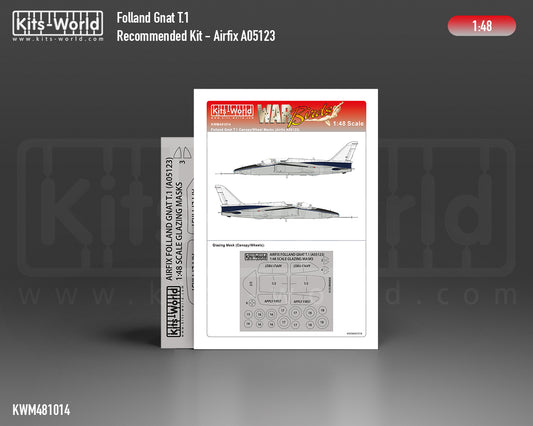 Kits-World KWM481014 1:48 Folland Gnat T.1 wheels and canopy frame paint mask