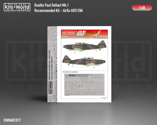 Kits-World KWM481017 Defiant Mk.I Wheel/Canopy Paint Masks 1:48