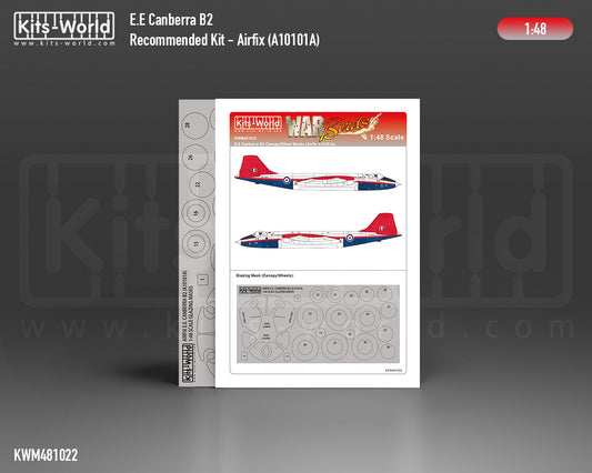 Kits-World KWM481022 1:48 BAC/EE Canberra B.2/B.20 wheels & canopy mask