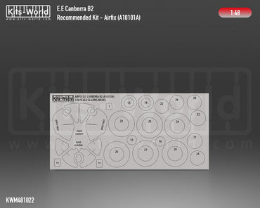 Kits-World KWM481022 1:48 BAC/EE Canberra B.2/B.20 wheels & canopy mask