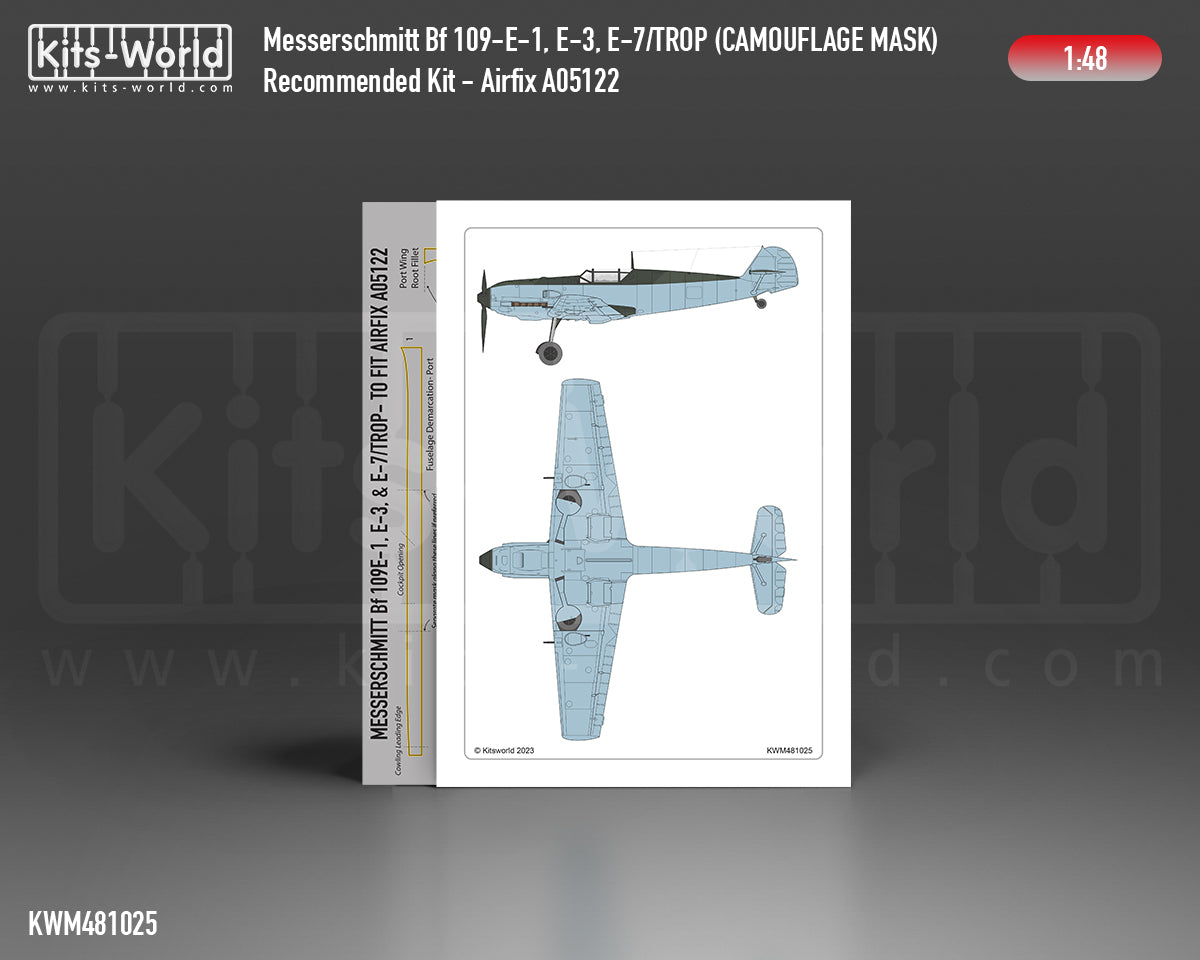 Kits-World KWM481025 1:48 Messerschmitt Bf-109E-1, Bf-109E-3, Bf-109E-7