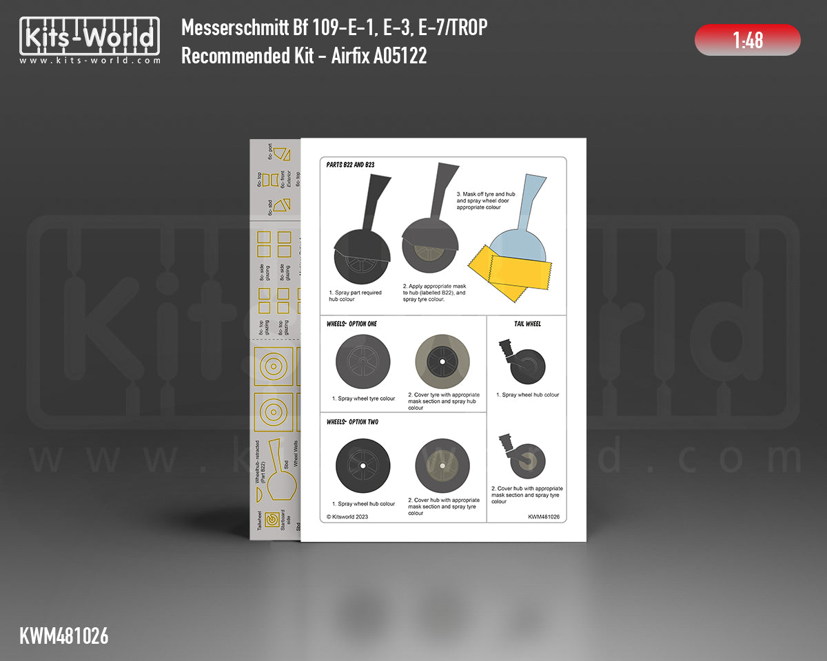 Kits-World KWM481026 1:48 Messerschmitt Bf-109E-1, Bf-109E-3, Bf-109E-7