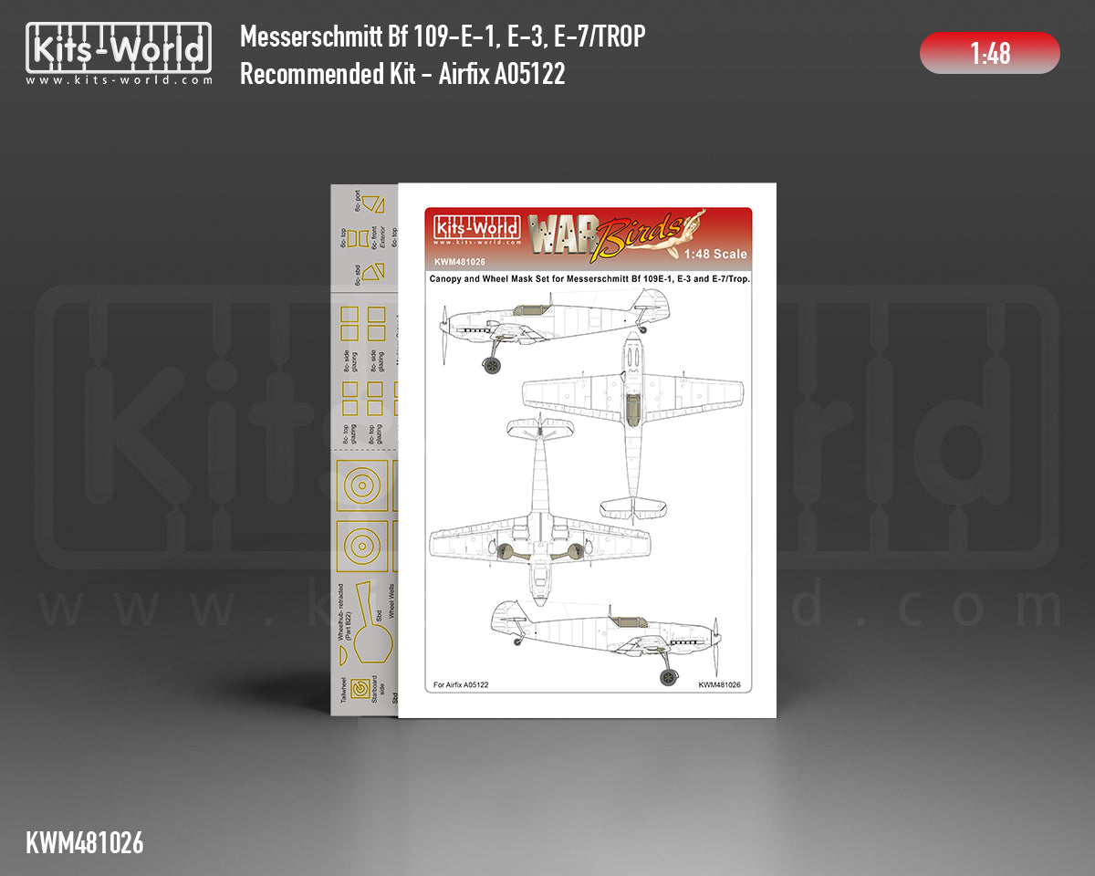 Kits-World KWM481026 1:48 Messerschmitt Bf-109E-1, Bf-109E-3, Bf-109E-7