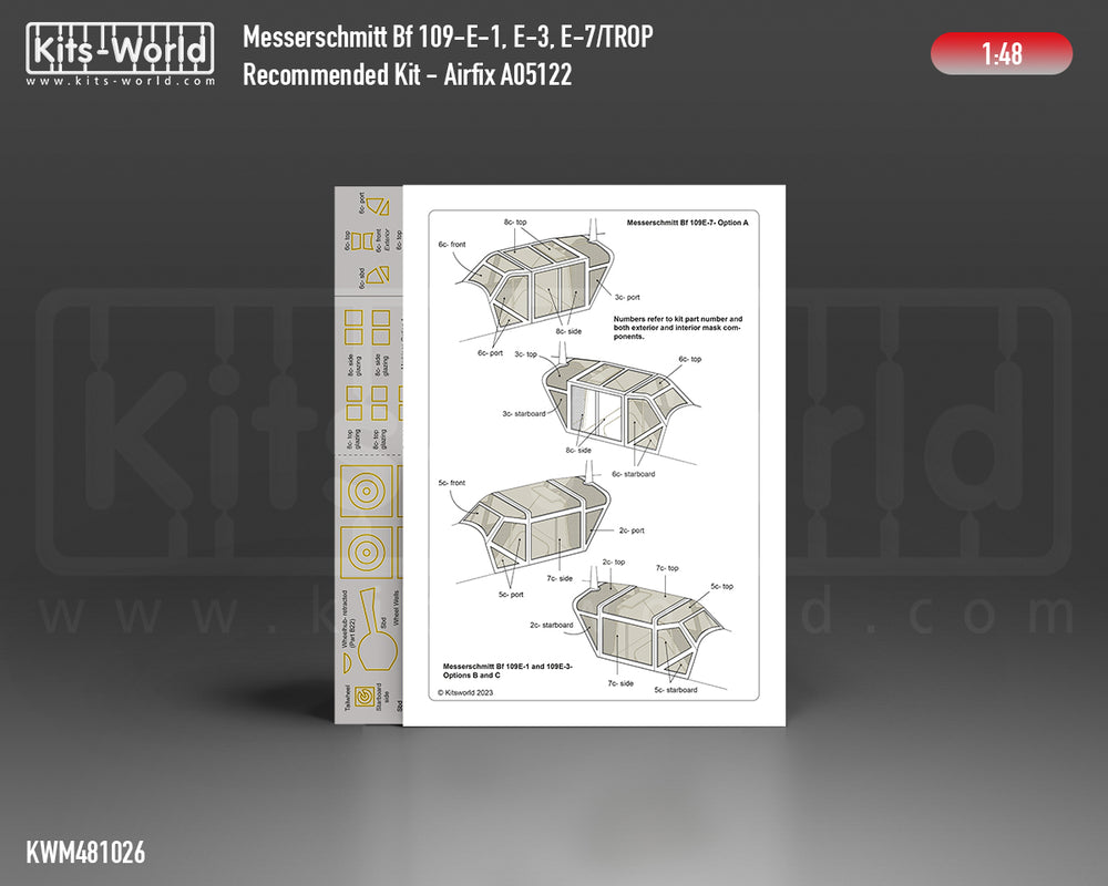 Kits-World KWM481026 1:48 Messerschmitt Bf-109E-1, Bf-109E-3, Bf-109E-7
