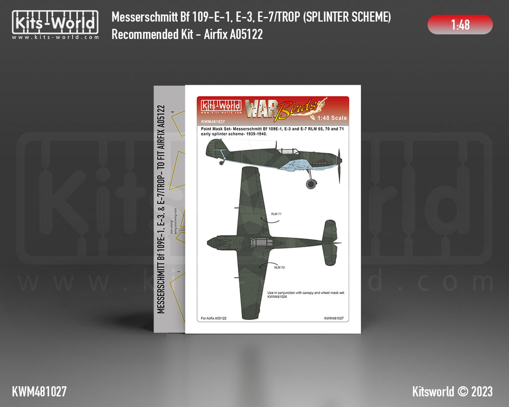 Kits-World KWM481027 1:48 Messerschmitt Bf-109E-1, Bf-109E-3, Bf-109E-7