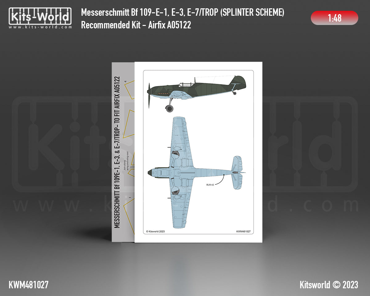 Kits-World KWM481027 1:48 Messerschmitt Bf-109E-1, Bf-109E-3, Bf-109E-7