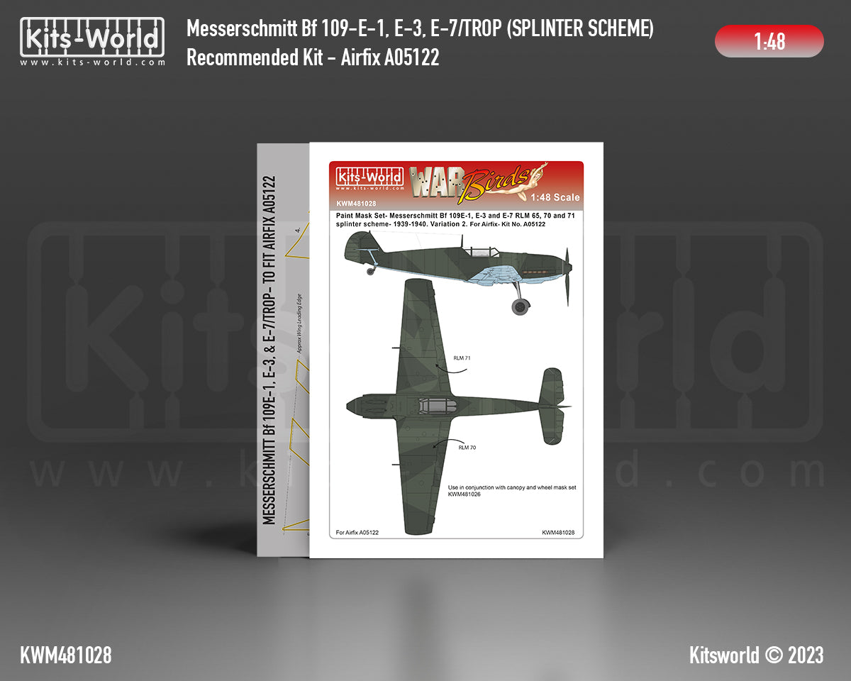 Kits-World KWM481028 1:48 Messerschmitt Bf-109E-1, Bf-109E-3, Bf-109E-7