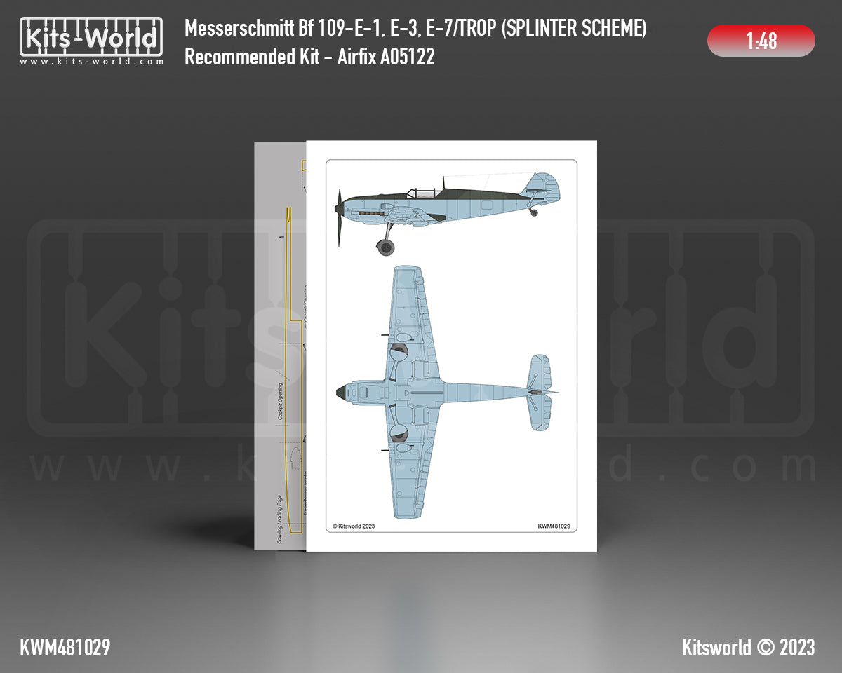 Kits-World KWM481029 1:48 Messerschmitt Bf-109E-1, Bf-109E-3, Bf-109E-7