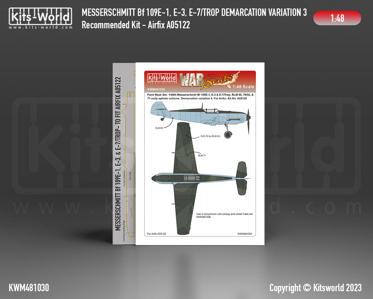 Kits-World KWM481030 1:48 Messerschmitt Bf-109E-1, Bf-109E-3, Bf-109E-7