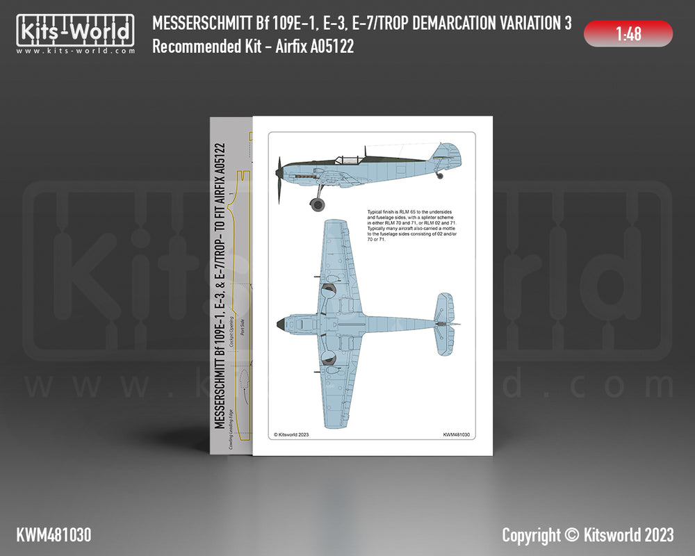 Kits-World KWM481030 1:48 Messerschmitt Bf-109E-1, Bf-109E-3, Bf-109E-7