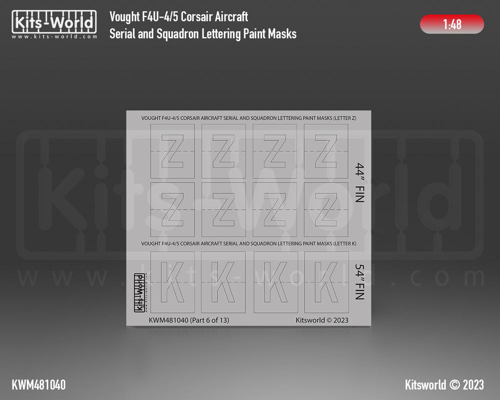Kits-World KWM481040 F4U-4/5 Corsair Serial/Lettering Masks 1:48