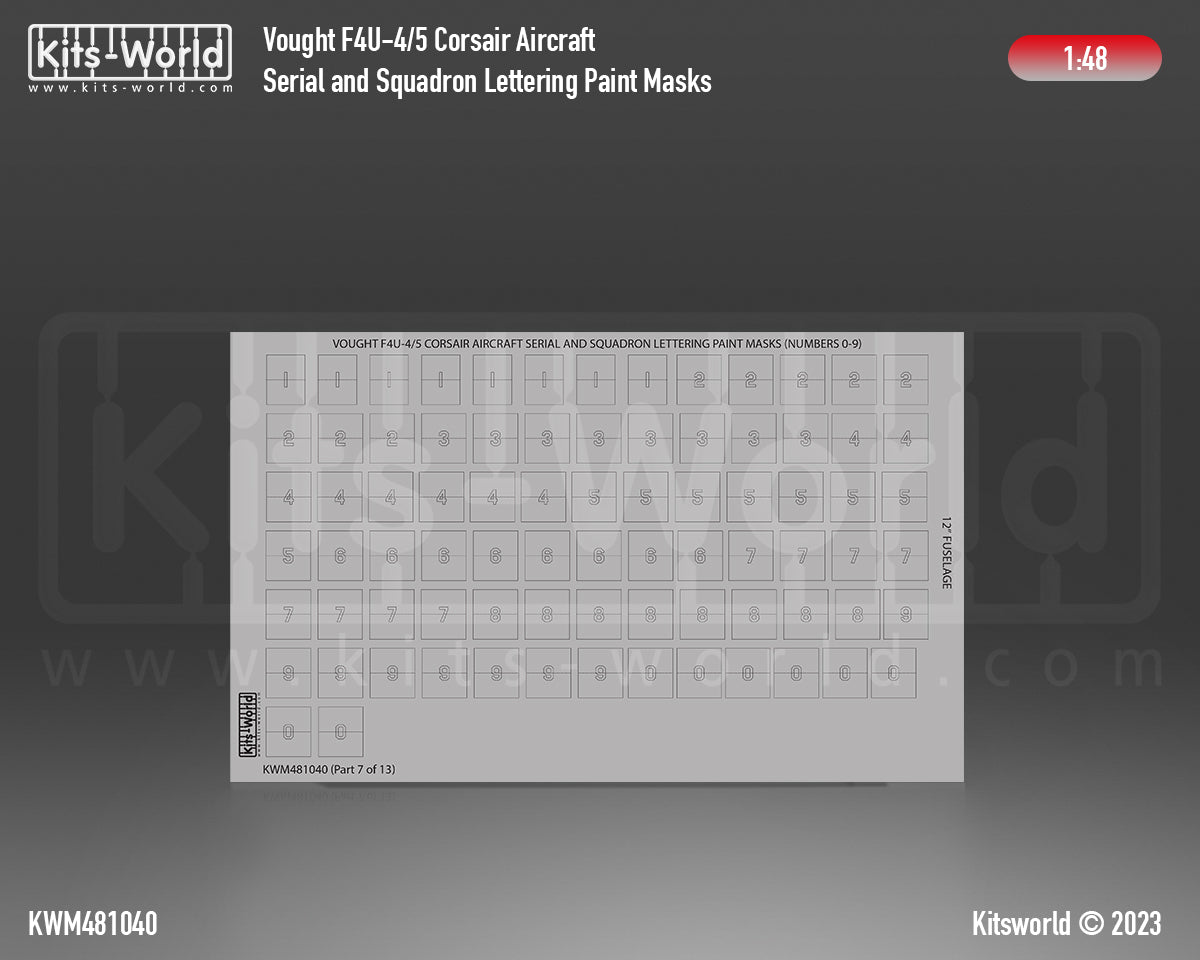 Kits-World KWM481040 F4U-4/5 Corsair Serial/Lettering Masks 1:48