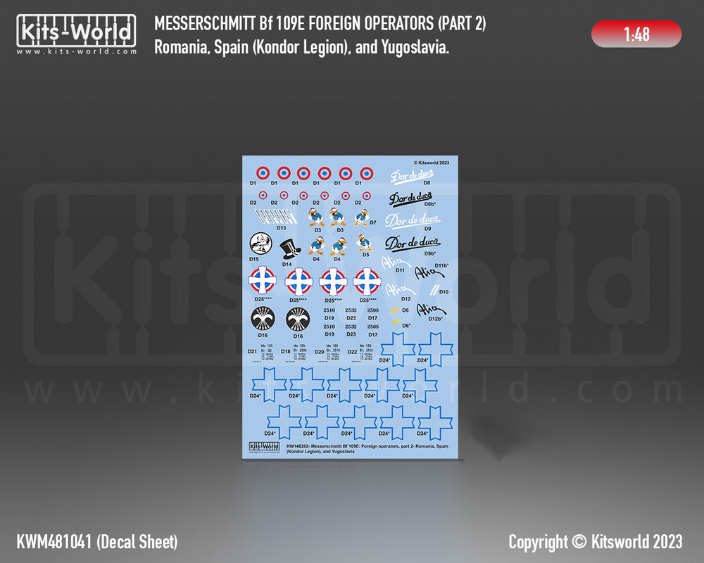 Kits-World KWM481041 Bf-109E Foreign Operators Stencil Masks 1:48