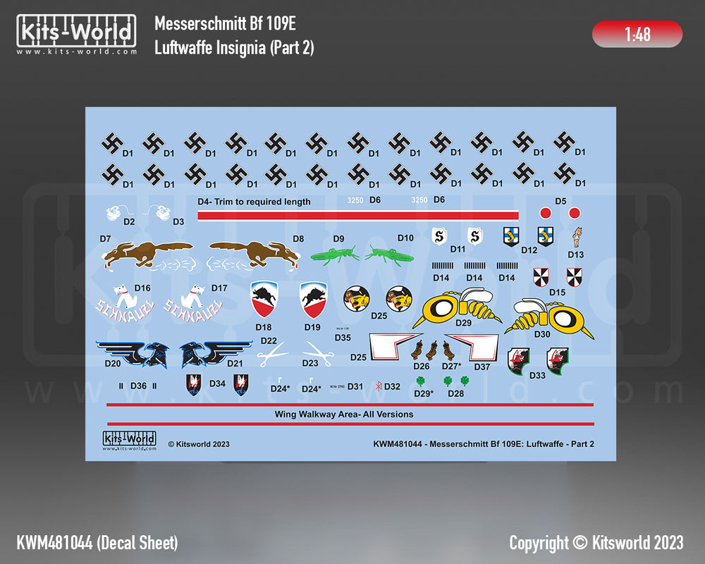 Kits-World KWM481044 1:48 Messerschmitt Bf-109E Luftwaffe Part Two