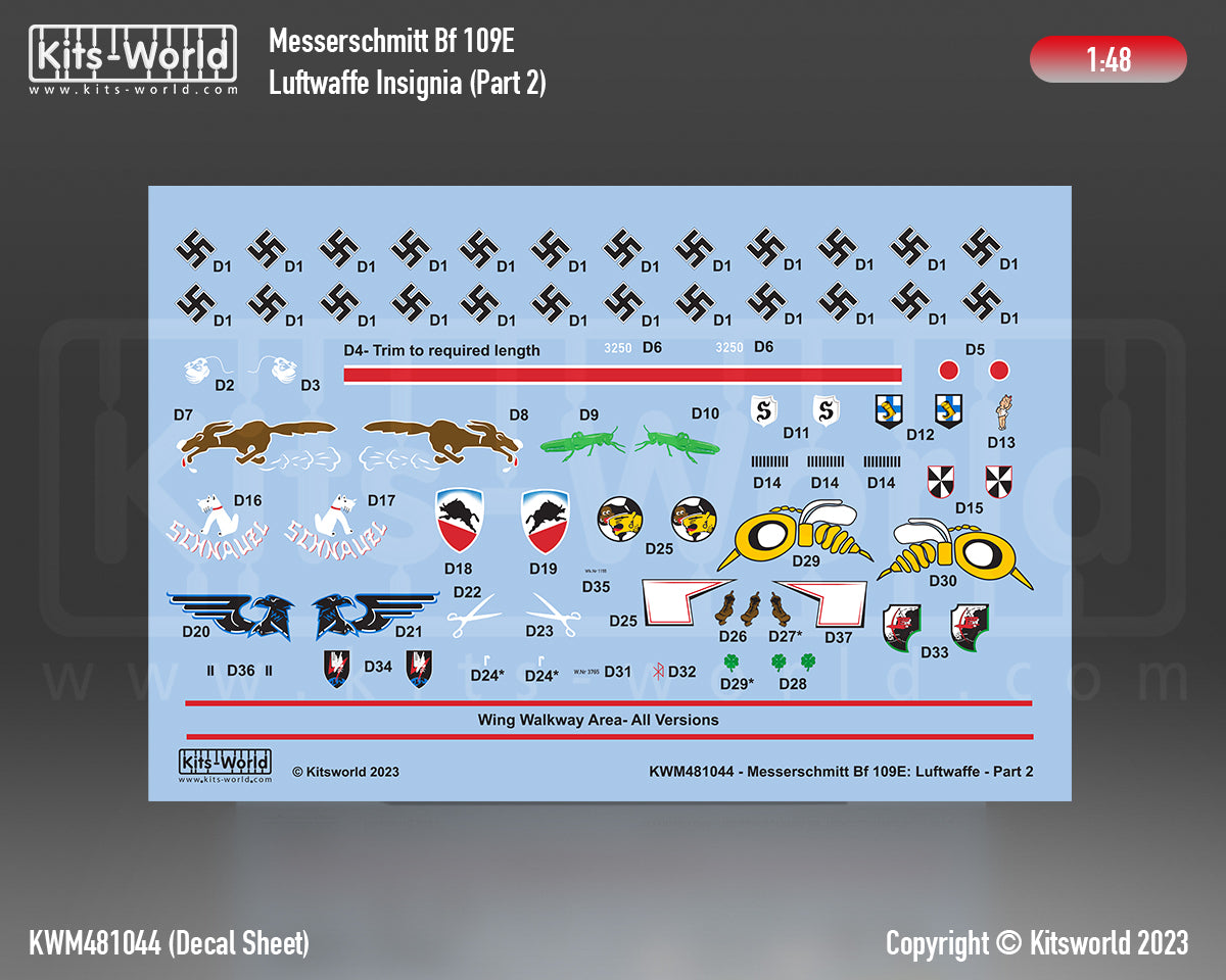Kits-World KWM481044 1:48 Messerschmitt Bf-109E Luftwaffe Part Two