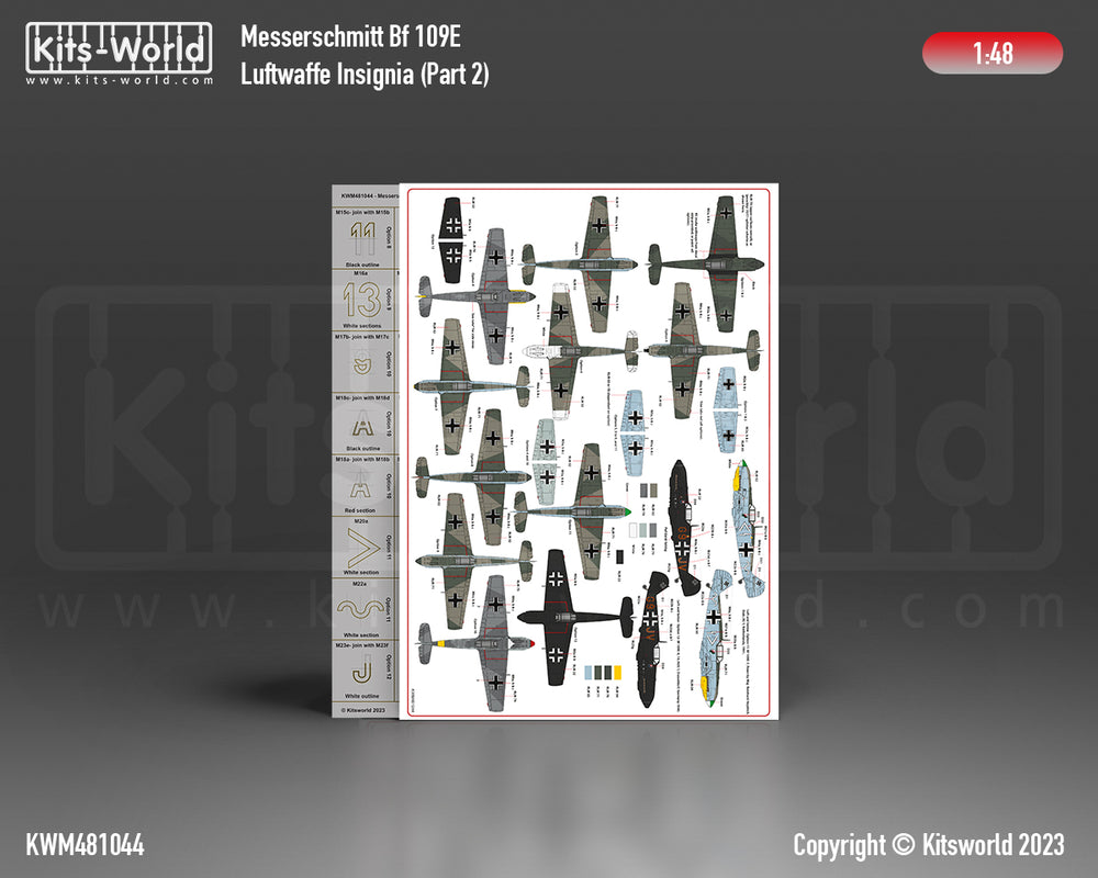 Kits-World KWM481044 1:48 Messerschmitt Bf-109E Luftwaffe Part Two