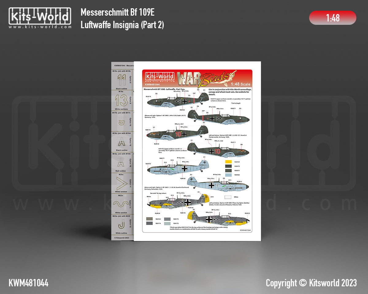 Kits-World KWM481044 1:48 Messerschmitt Bf-109E Luftwaffe Part Two