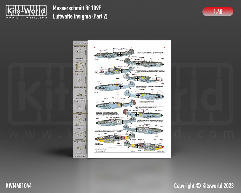 Kits-World KWM481044 1:48 Messerschmitt Bf-109E Luftwaffe Part Two
