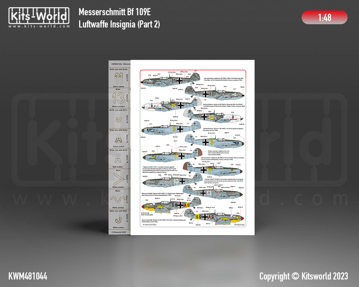 Kits-World KWM481044 1:48 Messerschmitt Bf-109E Luftwaffe Part Two
