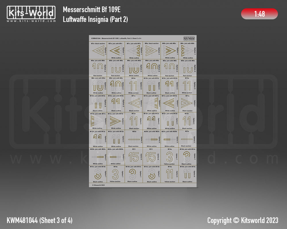 Kits-World KWM481044 1:48 Messerschmitt Bf-109E Luftwaffe Part Two