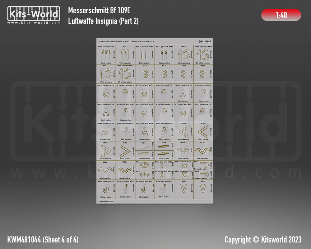 Kits-World KWM481044 1:48 Messerschmitt Bf-109E Luftwaffe Part Two