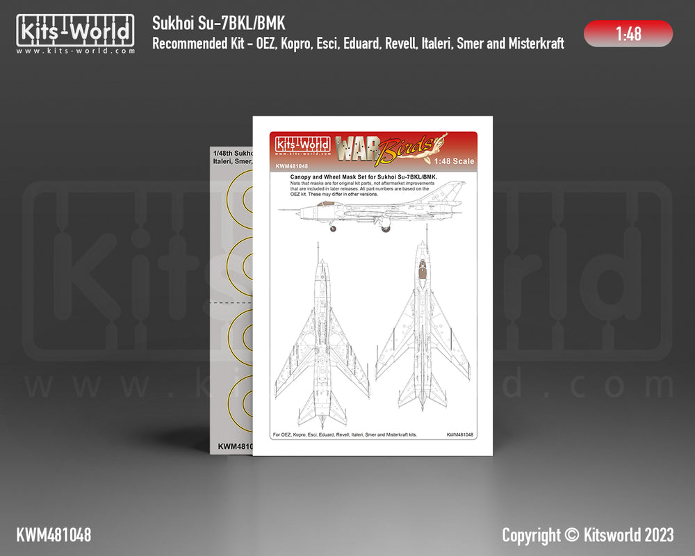 Kits-World KWM481048 1:48 Sukhoi Su-7 wheels and canopy frame paint masks