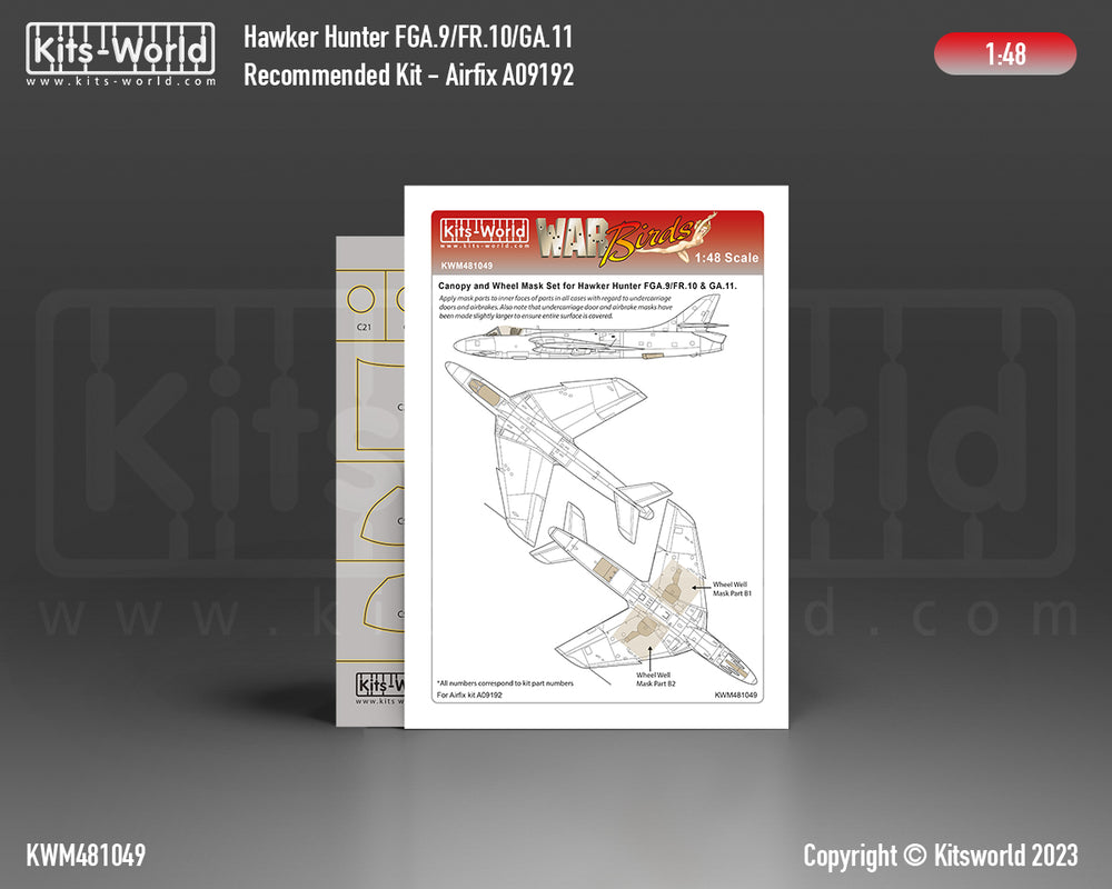Kits-World KWM481049 Hawker Hunter Wheel/Canopy Paint Masks 1:48