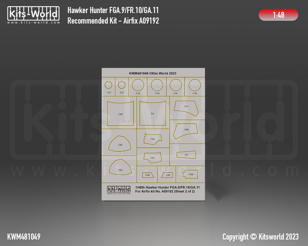 Kits-World KWM481049 Hawker Hunter Wheel/Canopy Paint Masks 1:48