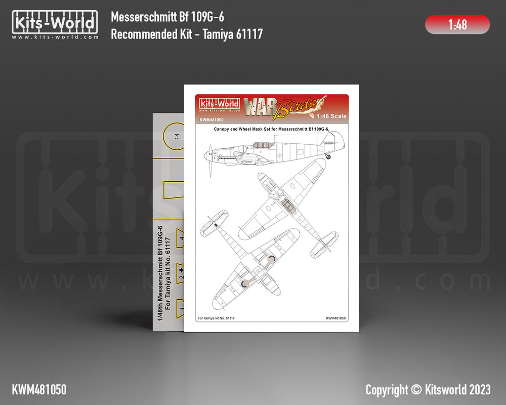 Kits-World KWM481050 1:48 Messerschmitt Bf-109G-6 wheels & canopy masks