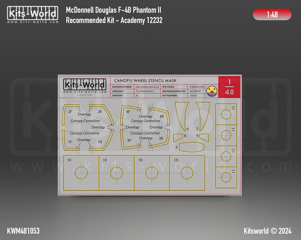 Kits-World KWM481053 F-4B Phantom II Wheel/Canopy Paint Masks 1:48